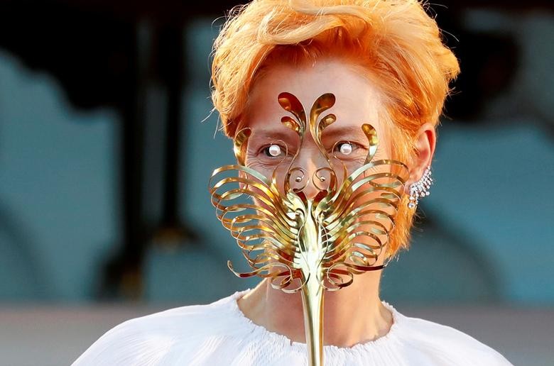 Tilda Swinton poses at the 77th Venice Film Festival. REUTERS/Yara Nardi